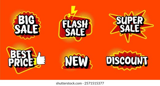Set of Sale Tags, Sale, Discount and Special Offer, Sale Banners, Collection of Discount Label, Offer Tag and Sale Sticker, Design for Advertising and Promotion, Vector eps