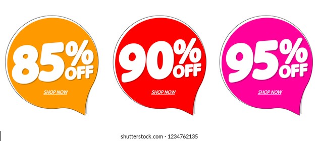 Set Sale tags, discount speech bubble banners design template, app icons, vector illustration