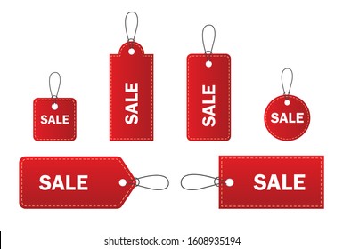 Set of Sale Tags is isolated on white Background.