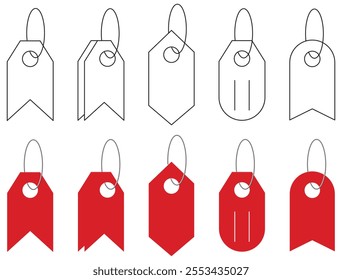 Set of sale tags and labels. Blank paper price tags in various shapes.