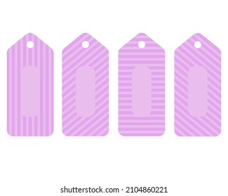Set of sale tags and labels, purple and pink, template shopping labels. Blank, discount and price tags on paper. Special offer. Vintage. Vector illustration