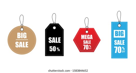 Set of sale tags and labels, template shopping labels. Realistic discount tags for sale promotion. Vector illustration.  