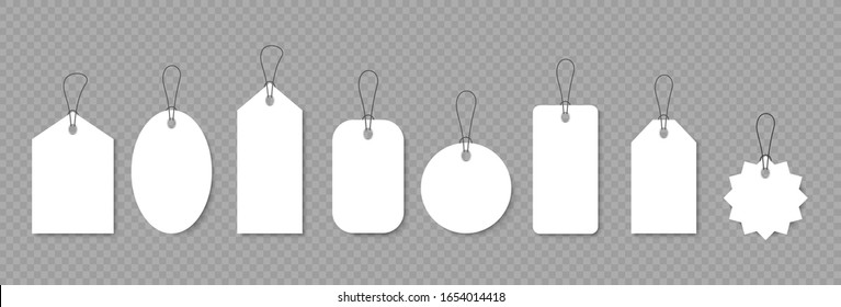 Set of sale tags and labels, template shopping labels. Blank, discount and price tags on paper. Special offer. Vintage. Vector illustration.