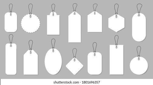 Set of sale tags and labels, template shopping labels. Blank, discount and price tags on paper. Special offer. Vintage. Vector illustration.