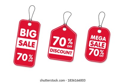 Set of sale tags and labels, template shopping labels. Blank, discount and price tags on paper. Special offer. Vintage. Vector illustration.