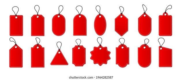 Set of sale tags and labels, template shopping labels with dotted line. Blank, discount and price tags on paper. Special offer. Vintage. Vector illustration eps 10