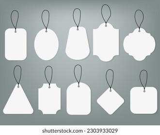 Set of sale tags and labels, template shopping labels. Blank, discount and price tags on paper. Special offer. Vintage.