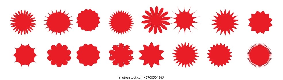 Conjunto de etiquetas de venta Ilustración vectorial roja