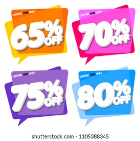 Set Sale tags, speech bubble banners design template, app icons, vector illustration 