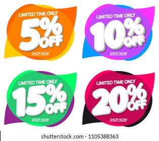 Set Sale tags, speech bubble banners design template, app icons, vector illustration