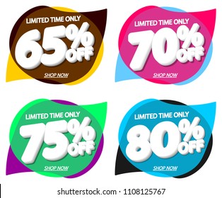 Set Sale tags, speech bubble banners design template, app icons, vector illustration