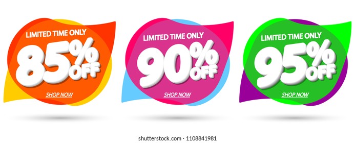 Set Sale tags, speech bubble banners design template, app icons, vector illustration