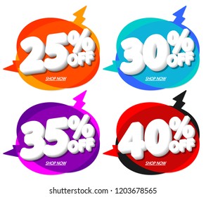 Set Sale tags, speech bubble banners design template, Flash discount, app icons, vector illustration 