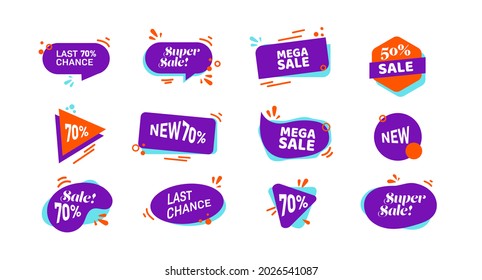Set of sale tags. Sale sticker with a modern look. Colorful discount tags