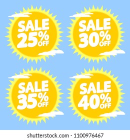 Set Sale tags, Summer discount banners design template, app icons, vector illustration