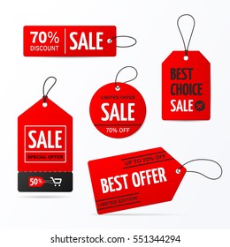 Set of sale tags with text - Limited edition, best choice, special offer. Vector labels for design banners and flyers. Isolated from the background.