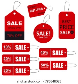 Set of sale tags with text. Limited edition, best choice, special offer.