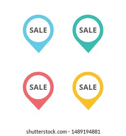 Conjunto de etiquetas de venta con iconos de vectores de texto