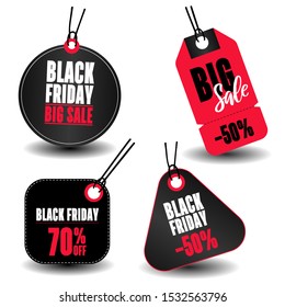 Set of sale tags with text. Vector labels for design banners and flyers. Black Friday sales tag. Vector illustration