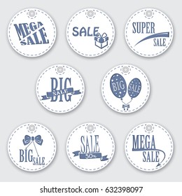 Set of sale tags with text. Vector labels for design banners and flayers . Isolated from the background.