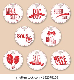 Set of sale tags with text. Vector labels for design banners and flyers. Isolated from the background.
