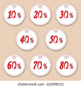 Set of sale tags with text. Vector labels for design banners and flayers . Isolated from the background.