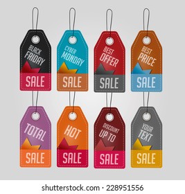 Set of sale tags. Vector Illustration.