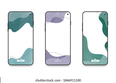Set of sale template for social network stories. Set of water color stories for social media.