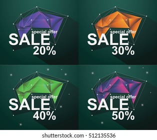 Set of sale vector design. Vector illustrations for online shopping, product promotions, website and ads.