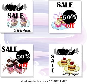 Set of Sale Vector Designs with social media banners, designs promotional material in graphic style Big Sale vector
