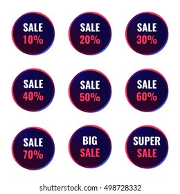 Set of sale. Vector icon design illustration on white background. Can be used for business, store, advertising.