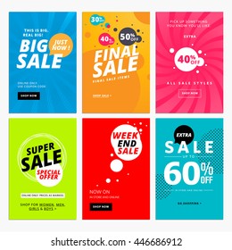 Set of sale website banner templates. Vector illustrations for social media banners, posters, email and newsletter designs, ads, promotional material.