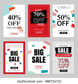 Set of sale website banner templates.Social media banners for online shopping. Vector illustrations for posters, email and newsletter designs, ads, promotional material.