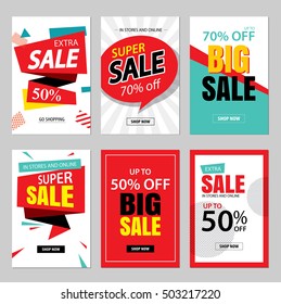 Set of sale website banner templates.Social media banners for online shopping. Vector illustrations for posters, email and newsletter designs, ads, promotional material.