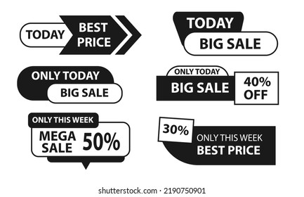 Set of Sales Badge Icons for advertising and promotion - Vector Illustration of black banner Icons