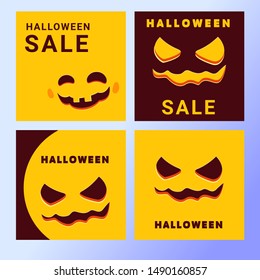 Set of sales Banners for Halloween. Discounts, offers, seasonal clearance from retailers, markets. Design of price tags, posters, stickers.