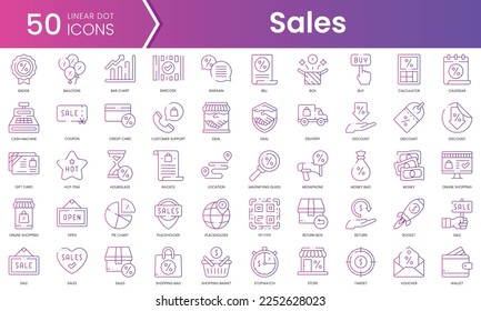 Set of sales icons. Gradient style icon bundle. Vector Illustration