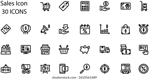 Set of Sales icons. Line art style icons bundle. vector illustration