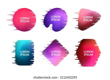 set of sales information promotion labels or tags with object glitch effect