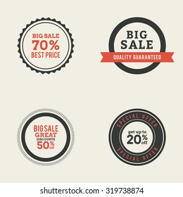 Set of sales labels with text on a white background