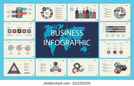 Set of sales or production concept infographic charts. Business design elements for presentation slide templates. For workflow report, advertising, banner, and brochure design.