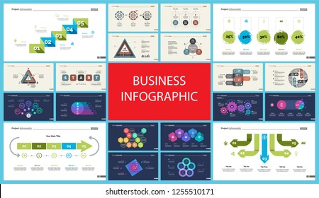 Set of sales or production concept infographic charts. Business design elements for presentation slide templates. For workflow report, advertising, banner, and brochure design.