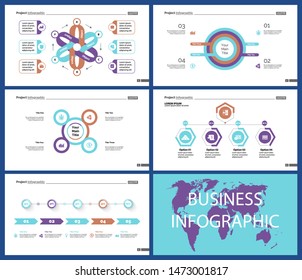 Set of sales or production concept infographic charts. Business design elements for presentation slide templates. For workflow report, advertising, banner, and brochure design.