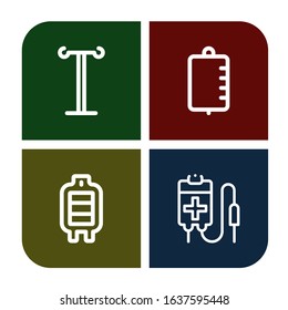 Set of saline icons. Such as Iv pole, Iv bag, Blood transfusion, Blood bag , saline icons