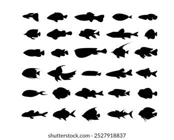 Set of salmon silhouette in line art style.Fish vector by hand drawing.Fish tattoo on white background.Black and white fish vector on white background.Salmon fish sketch for coloring book,Trout and Sa