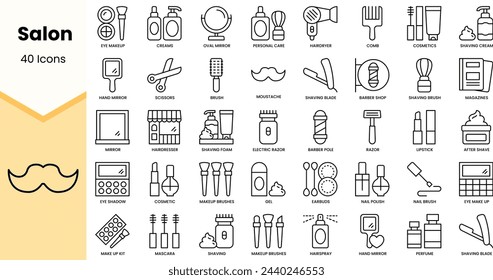 Set of salon icons. Simple line art style icons pack. Vector illustration