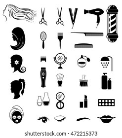 Set of salon shop items for beauty concept on white background