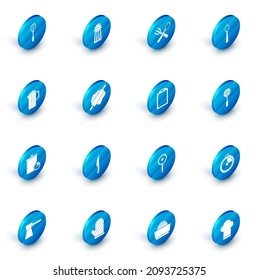 Set Salt, horquilla cruzada y cuchara, Spoon, Teapot, temporizador de cocina de cocina de cocina, pasador rodante, espátula e icono de la tabla de corte. Vector