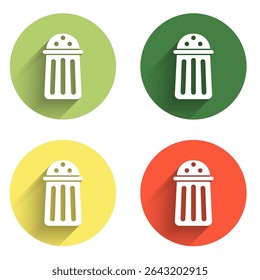 Set Salt icon isolated with long shadow background. Cooking spices. Color circle button. Vector