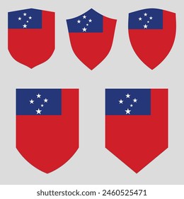 Set of Samoa Flag in Shield Shape Frame